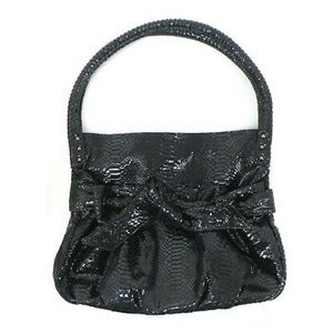 EUC GORGEOUS PERLINA XL LEATHER / SNAKESKIN HOBO TOTE W/ DOUBLE ROLLED HANDLES